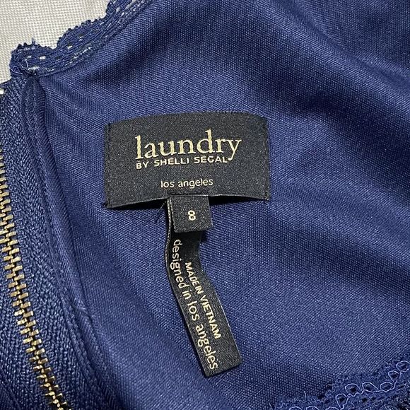 Laundry Lace Bodycon Dress Womens 8 Floral Stretch Blue Shelli Segal Half Sleeve - Picture 9 of 10